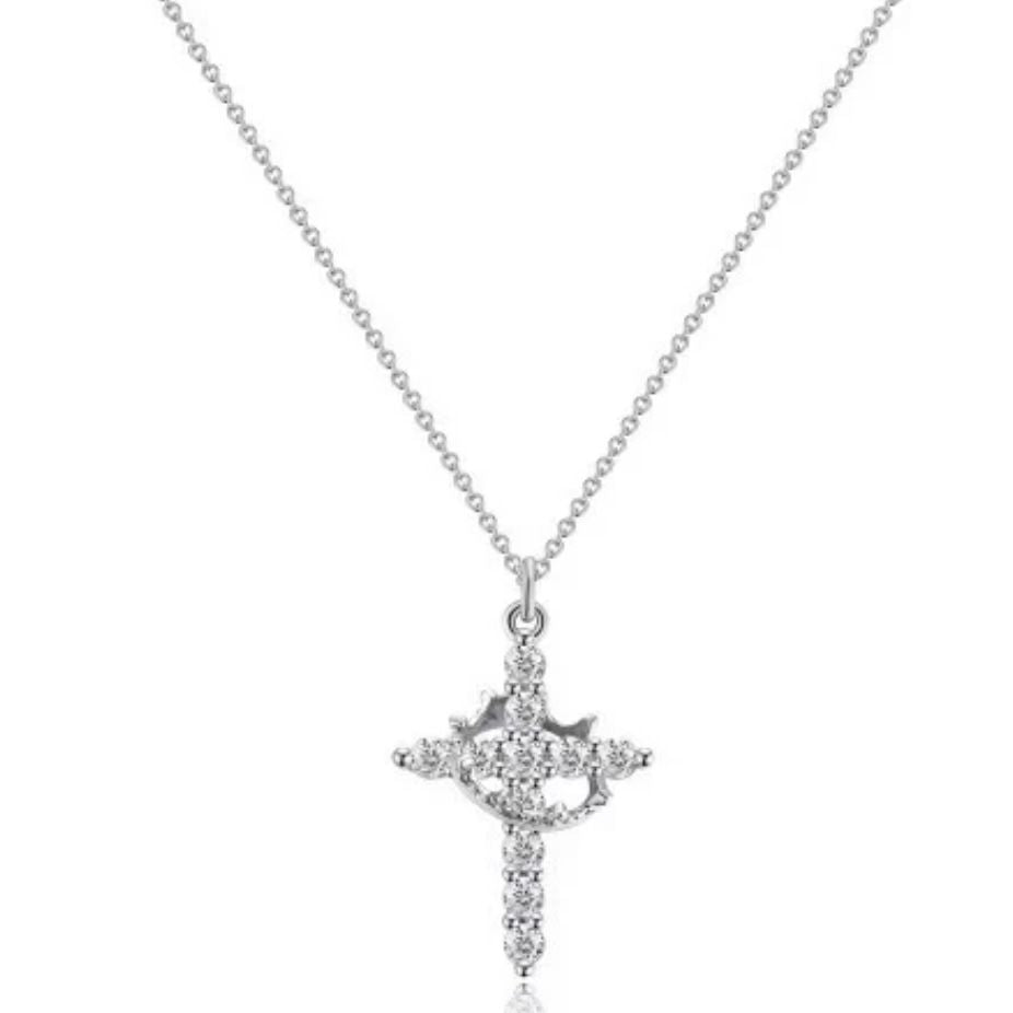 Rotatable Cross Crown Necklace