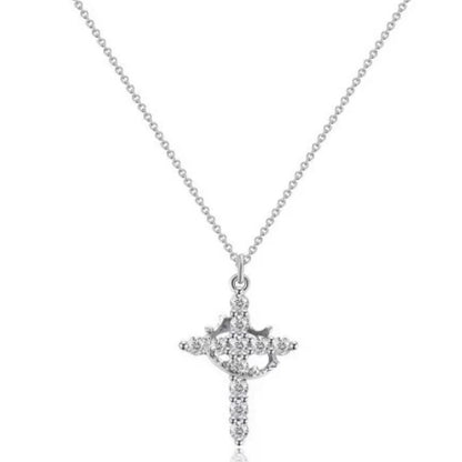 Rotatable Cross Crown Necklace
