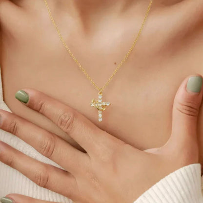 Rotatable Cross Crown Necklace