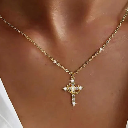 Rotatable Cross Crown Necklace